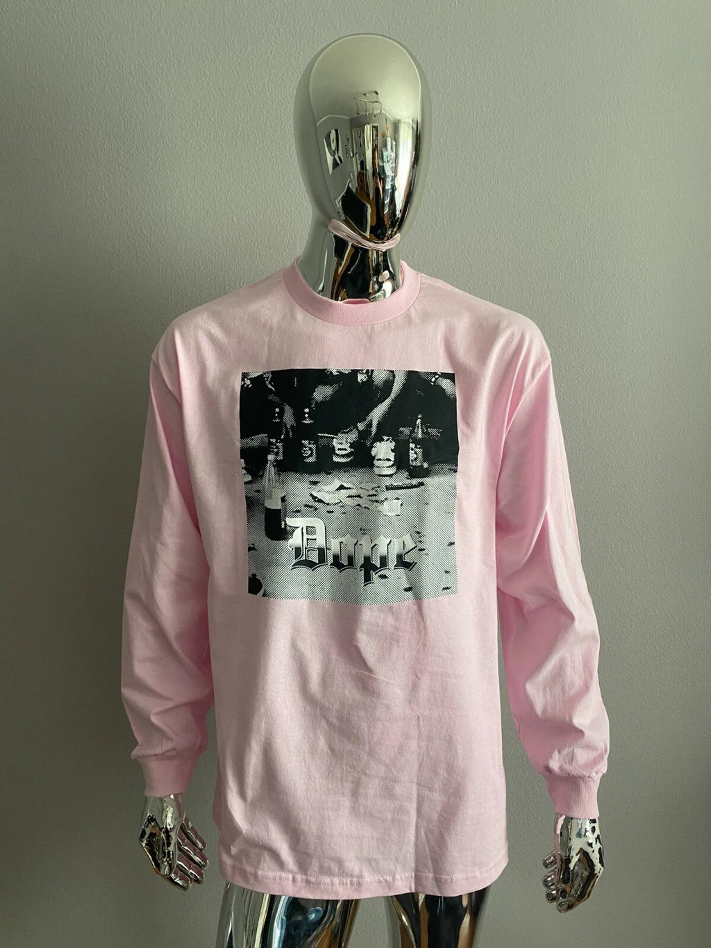 DOPE Logo Men Pink Graphic Long Sleeve T Shirt Size L
