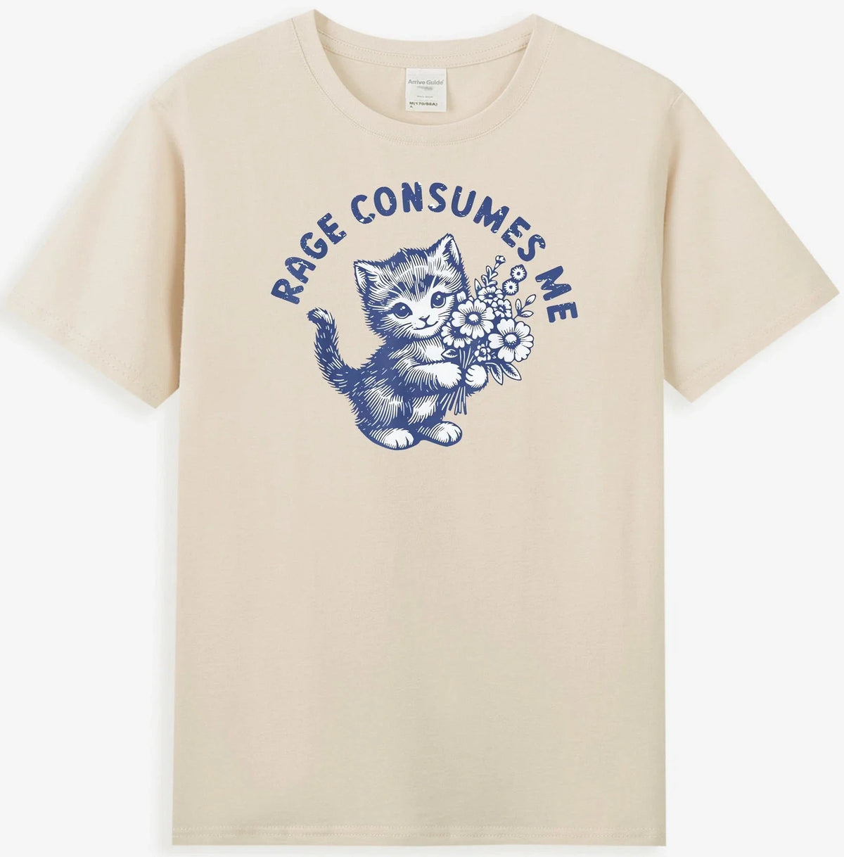 Rage Consumes Me Funny Kitty Cat With Flower Graphic Men's T-Shirt