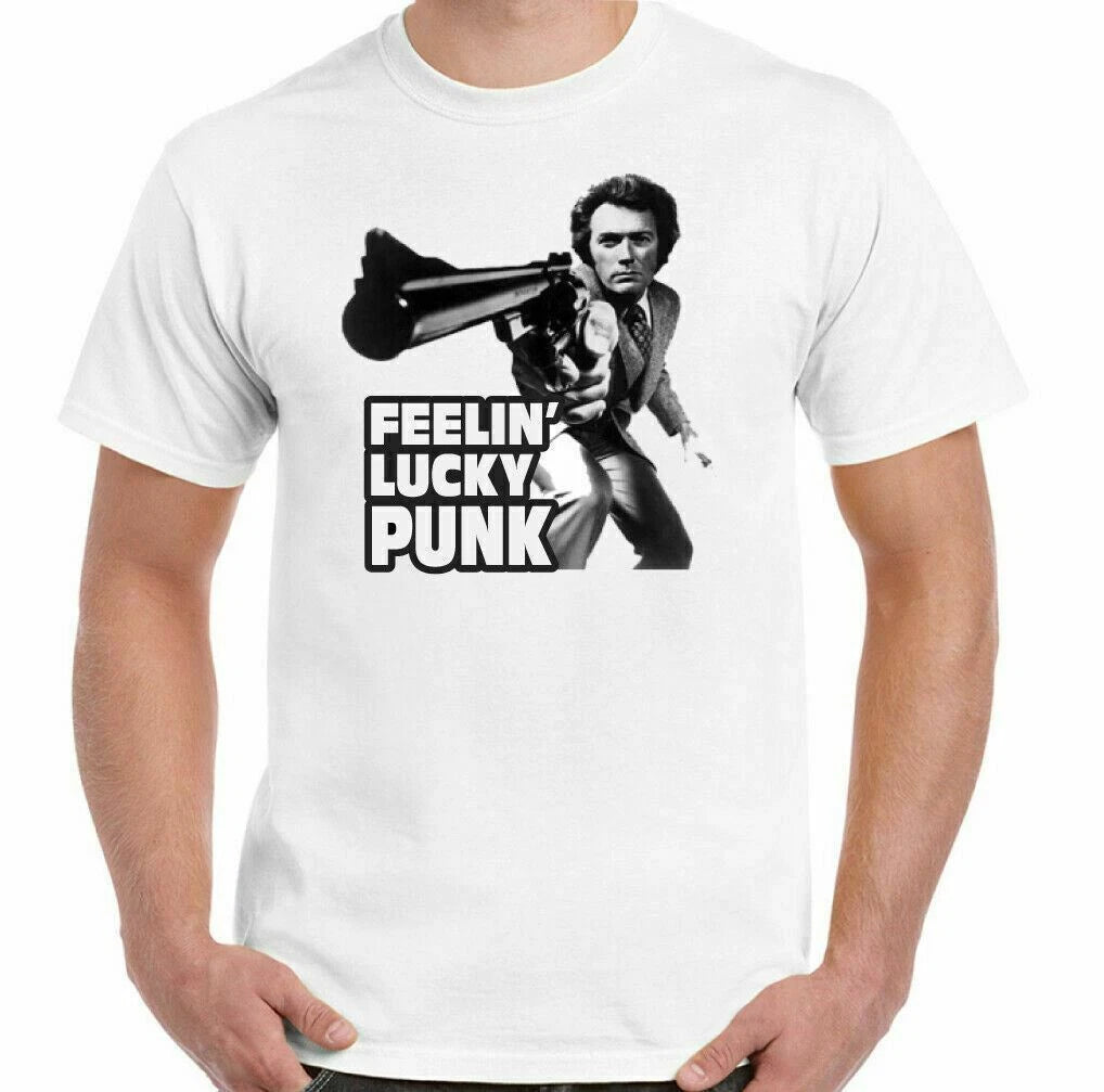 Feelin' Lucky Punk T-SHIRT Clint Eastwood Dirty Harry Movie Magnum 45 Mens Tee