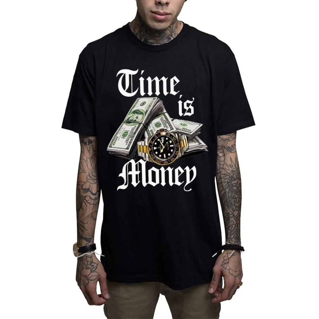 Mafioso Time Is Money Mens T-Shirt Streetwear Alternative Tattoo Clothing