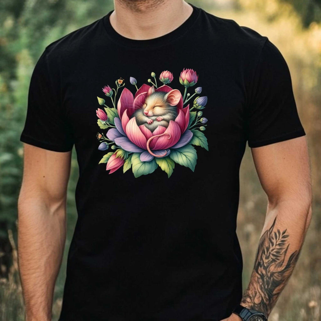Mens Watercolour Mouse Motif Cotton T-Shirt Size XS to 5XL