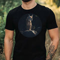 Mens Lynx In The Moonlight Motif Cotton T-Shirt Size XS to 5XL