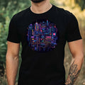Mens Futuristic City Motif Cotton T-Shirt Size XS to 5XL