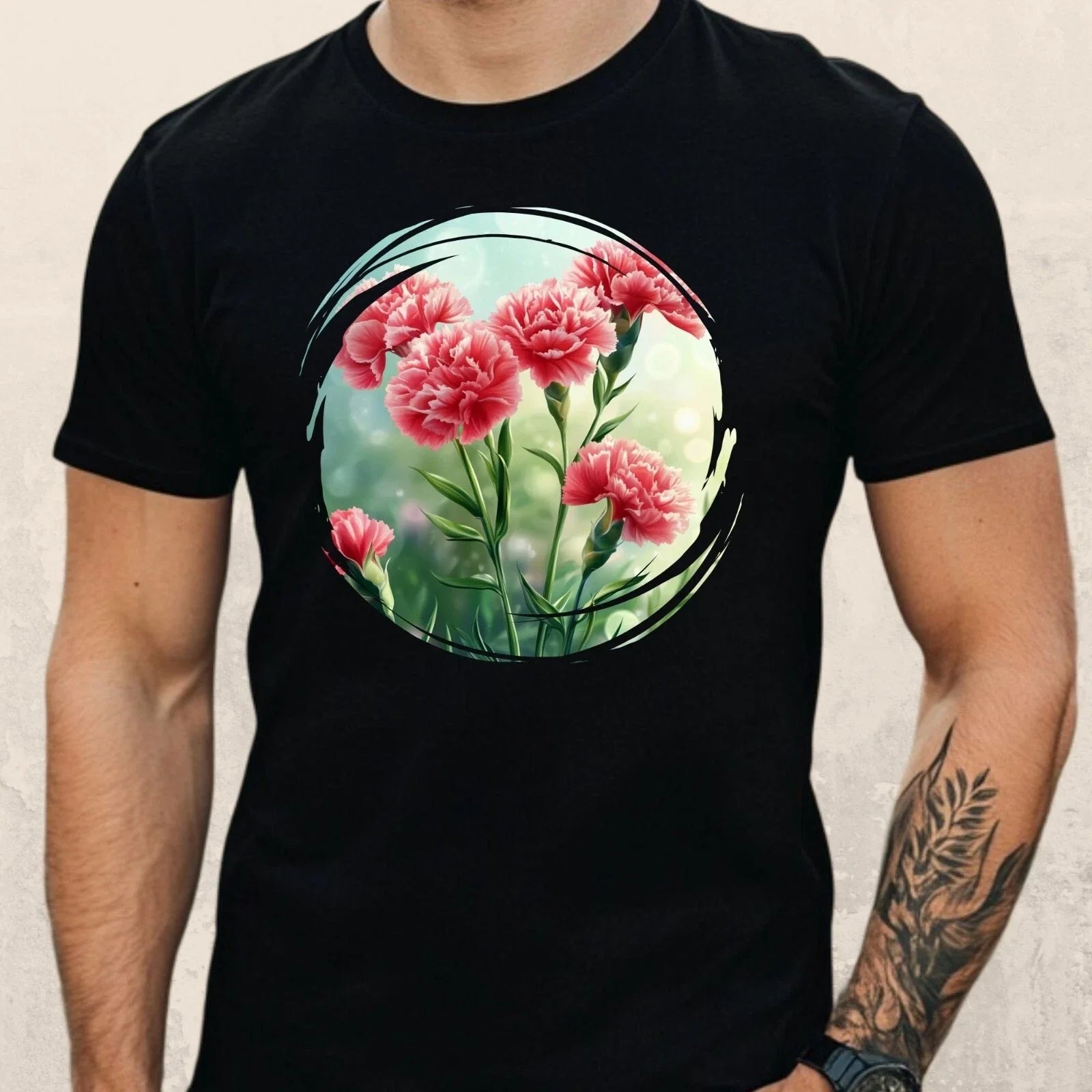 Mens Clove Flowers Garden Cotton T-Shirt Size XS to 5XL