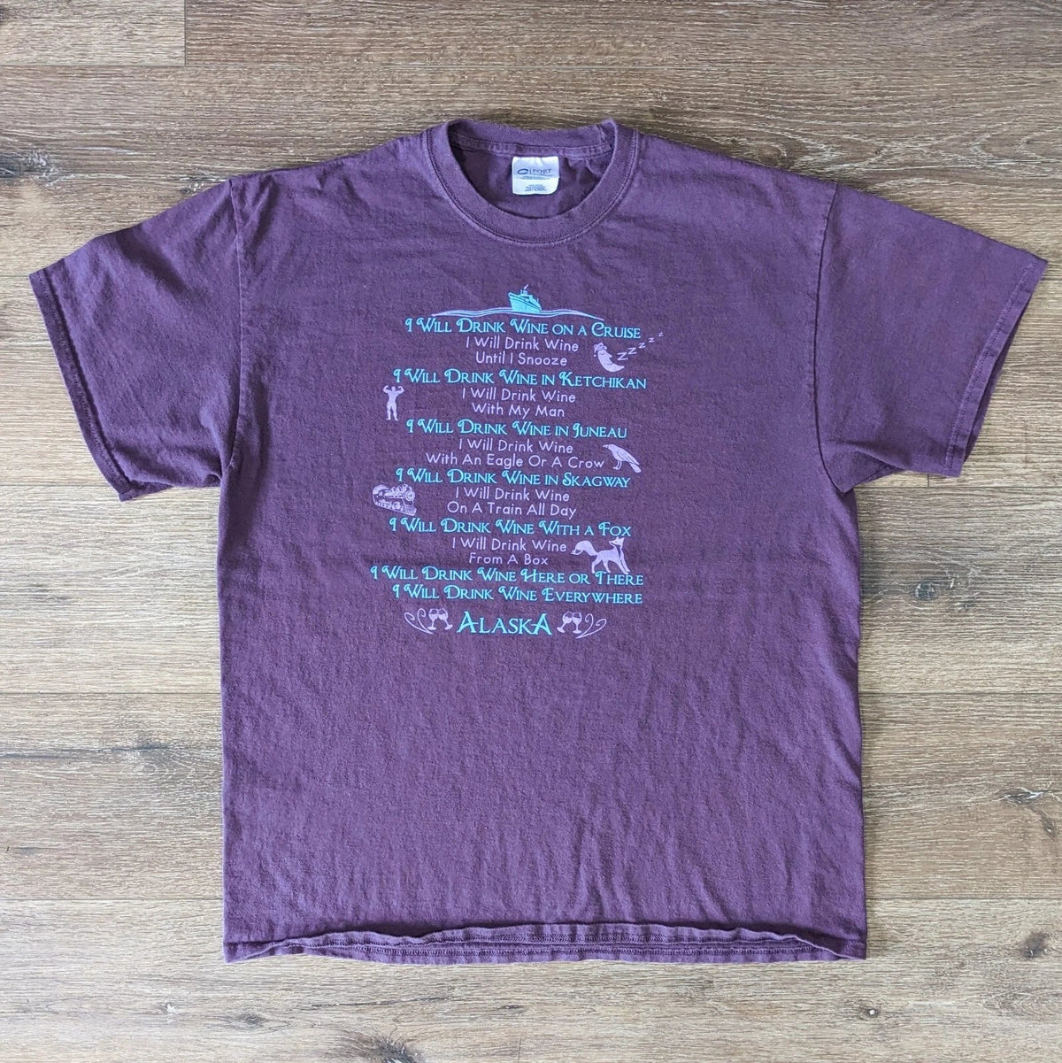 Vintage Wine Everywhere Alaska t-shirt - SIZE XL