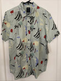 New RVCA Artist Network Graphic Street Style Designer Button Font Shirt Size M