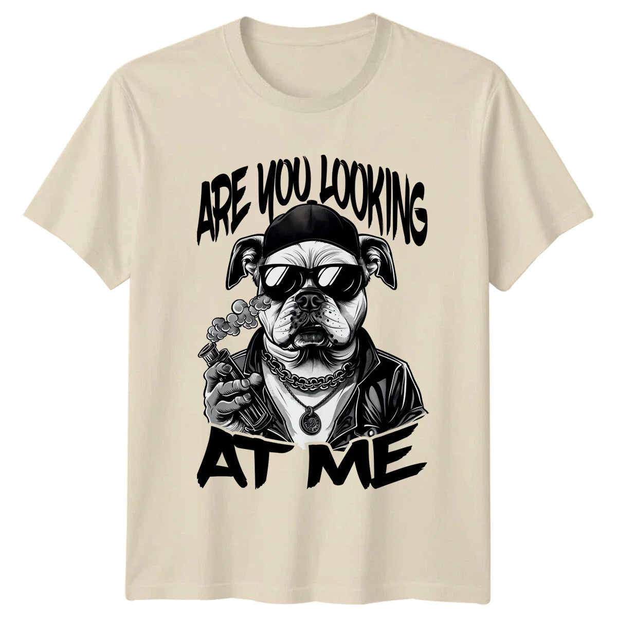 Cool Bulldog Are You Looking At Me T-Shirt, Gangster Dog Graphic Tee