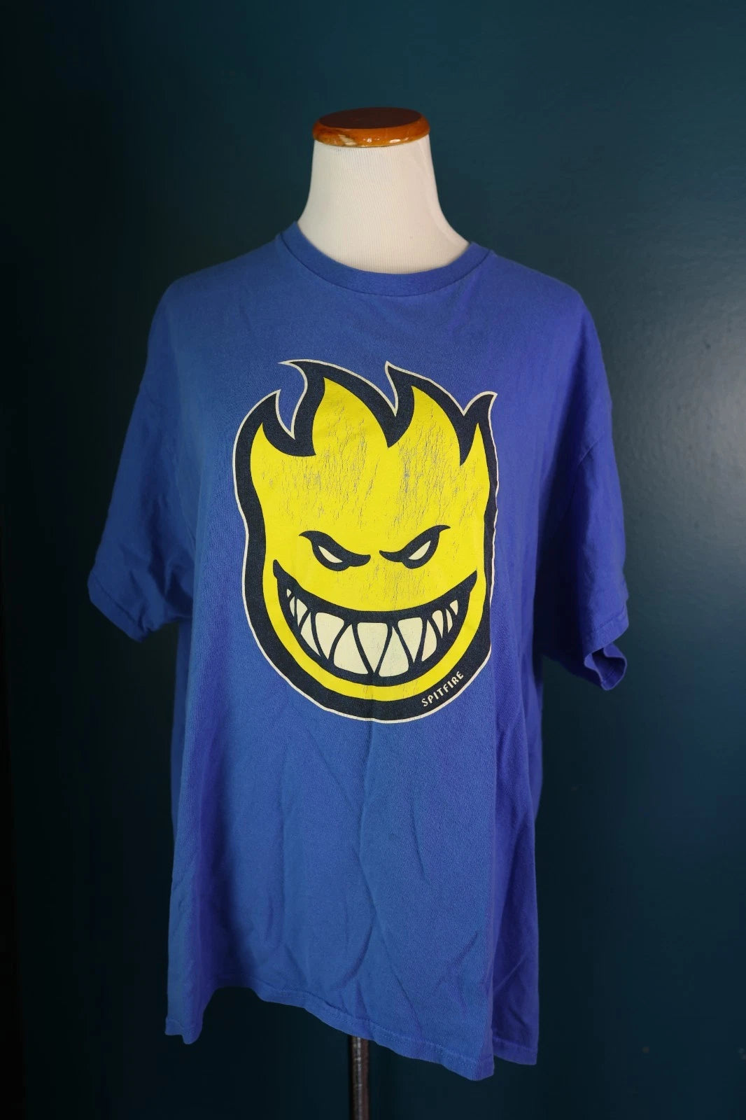Spitfire Y2K Wheels Skateboard T Shirt Mens XL Blue Graphic Grunge Skater