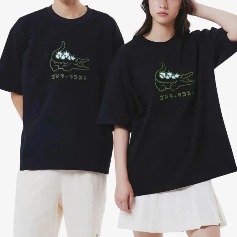 Godzilla x Lacost T-Shirt Black Full Size My Lacost Art Program Japan Limited