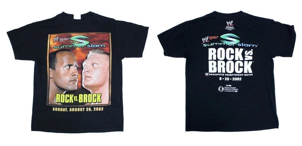 Summerslam Rock And Brock 2002 T-Shirt Unisex All Size S-5XL REPRINT NEW