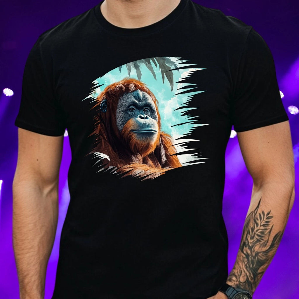 Mens Orangutan Print Cotton T-Shirt Size XS to 5XL