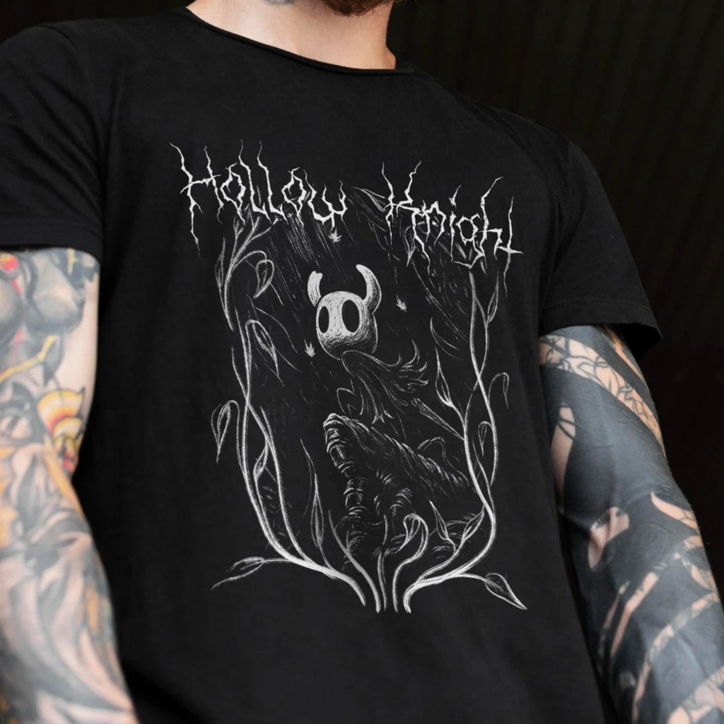 Knight Metal Style T-shirt, Dark Fantasy Inspired Tee, Gothic Gamer Aesthetic.