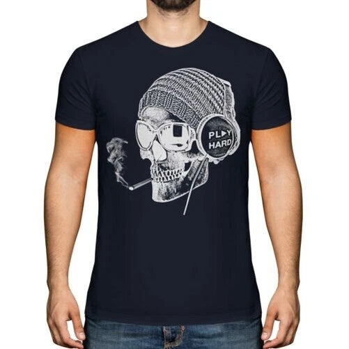 Play Stiff Skull Printed Mens Fashion T-Shirt Slogan Hipster Swag Trendy