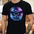 Mens Cat Wizard Mystical Motif Cotton T-Shirt Size XS to 5XL