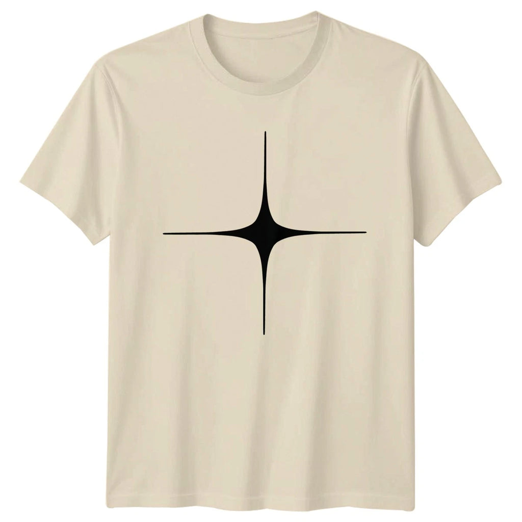 Minimalist Black Abstract Four Point T-Shirt Star Graphic Abstract Birthday Gift
