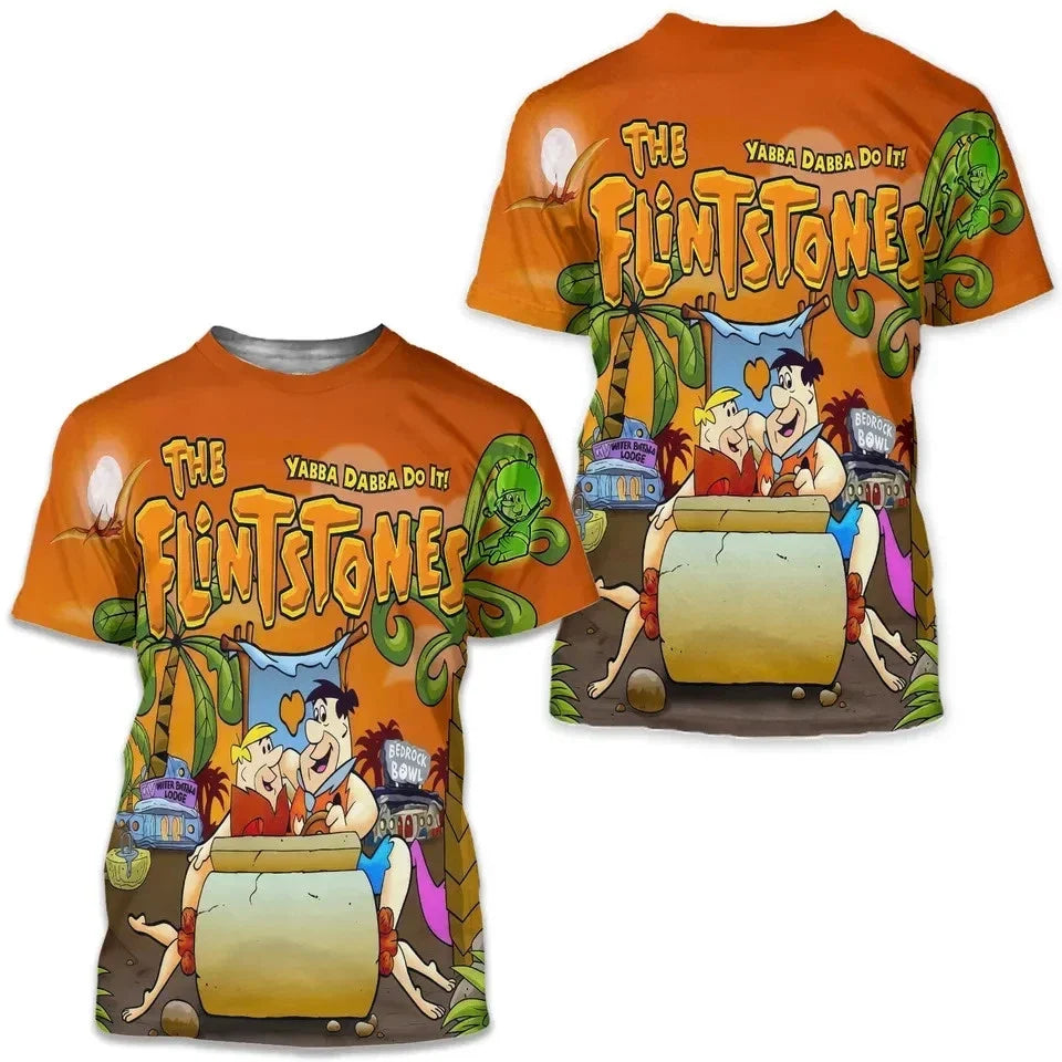 Summer Fashion Funny Cartoon Flintstones 3D Printing T-shirt V270