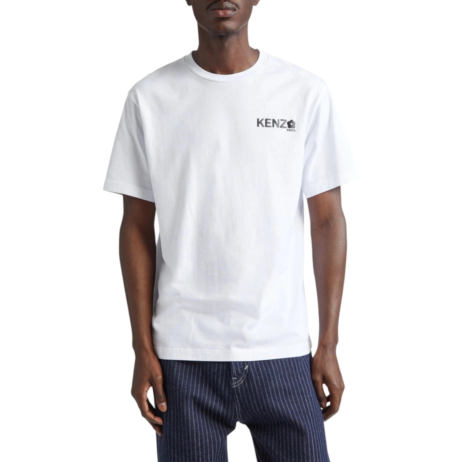 KENZO Mens T Shirts Boke Flower Logo Soft Cotton Short Sleeve Jersey White
