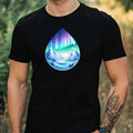 Mens Watercolour Landscape Water Drop Motif Cotton T-Shirt Size XS to 5XL