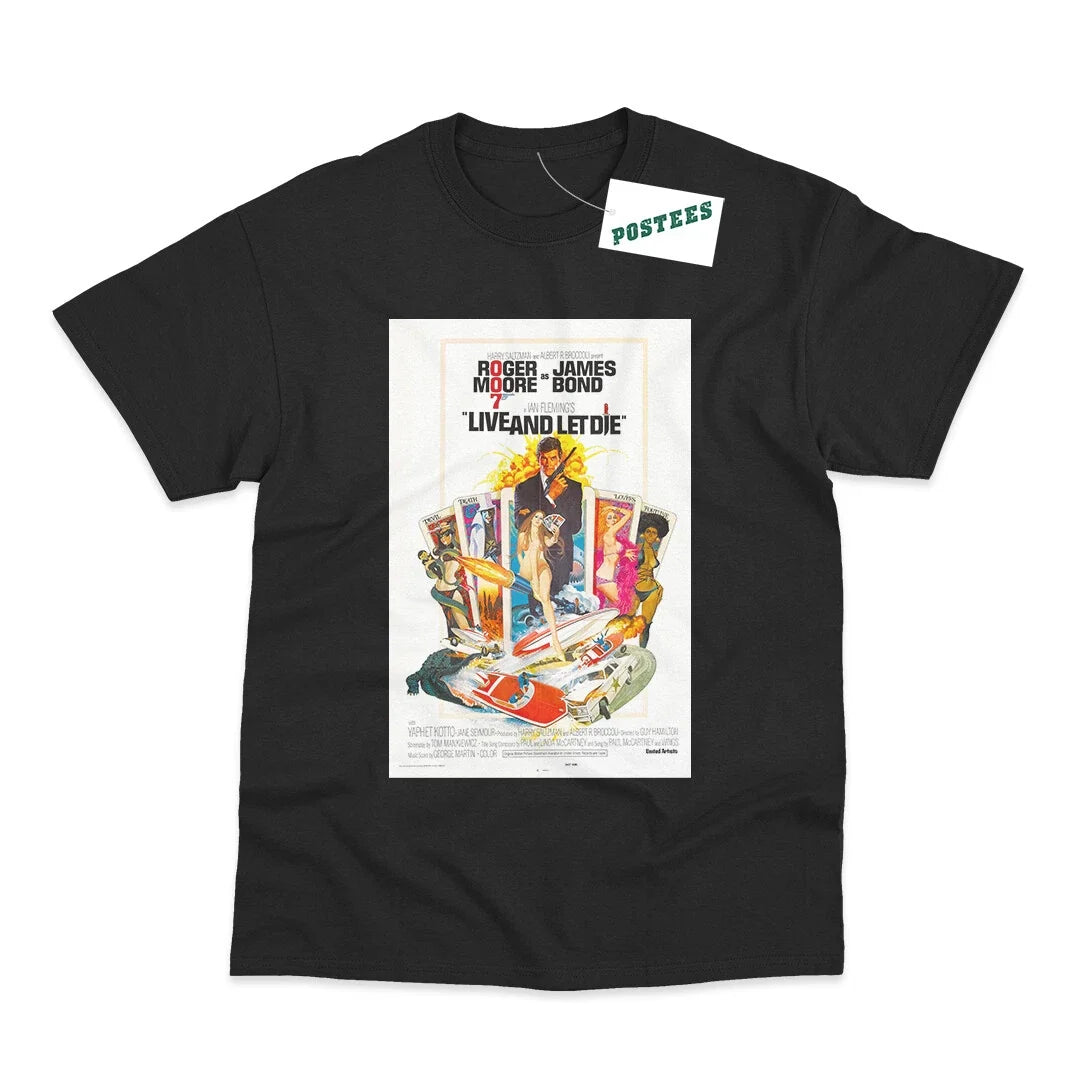 Retro Movie Poster Inspired By James Bond Live & Let Die DTG Printed T-Shirt