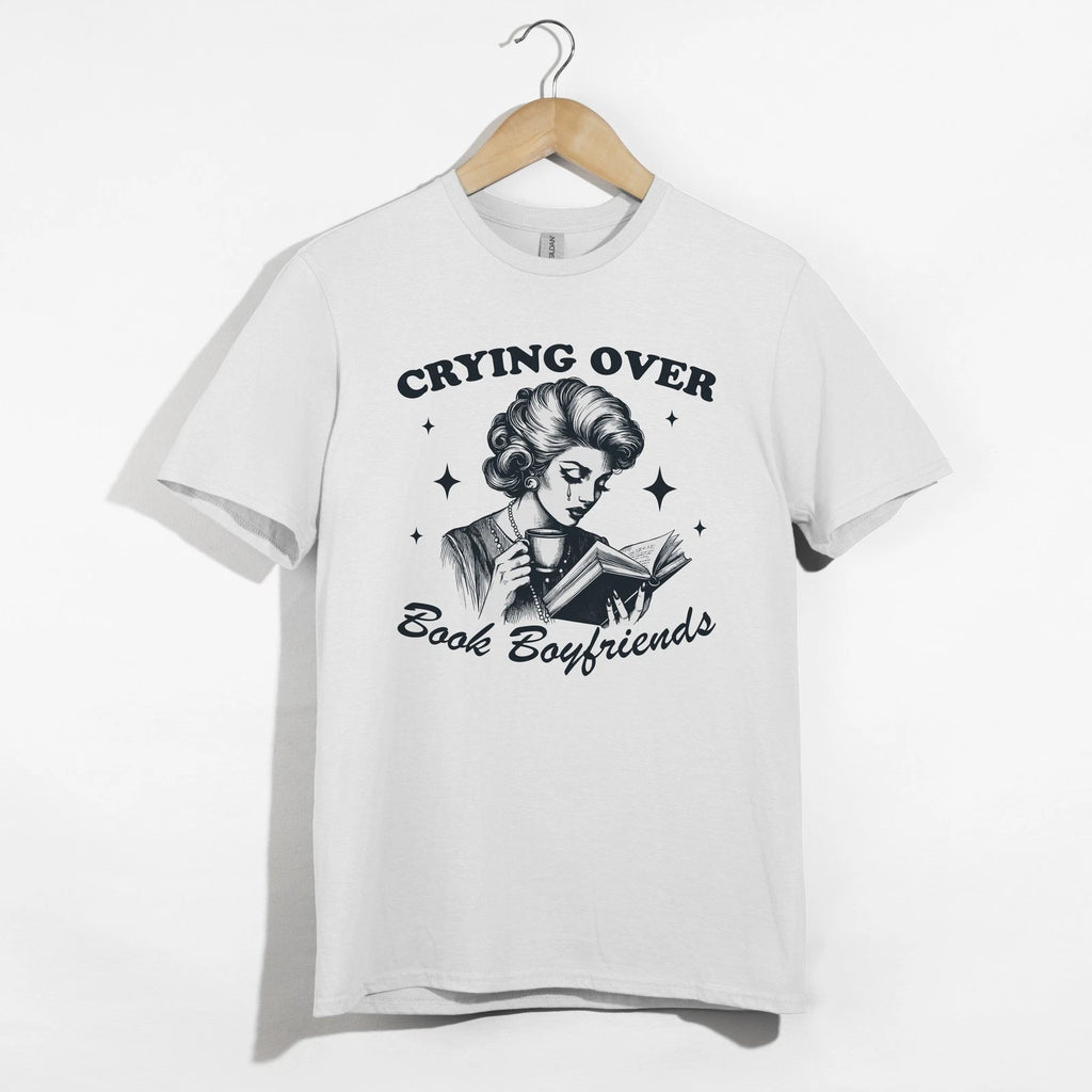 Crying Over Book Boyfriends Shirt, Reader Sad Girl Aesthetic Bookworm Tee Gift