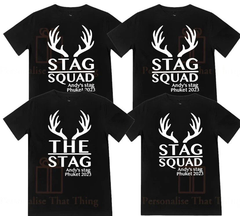 Stag squad mens group bucks night personalised tshirts