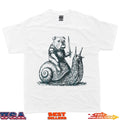 Medieval Bulldog Knight Riding Snail Vintage Funny Dog Meme T-Shirt