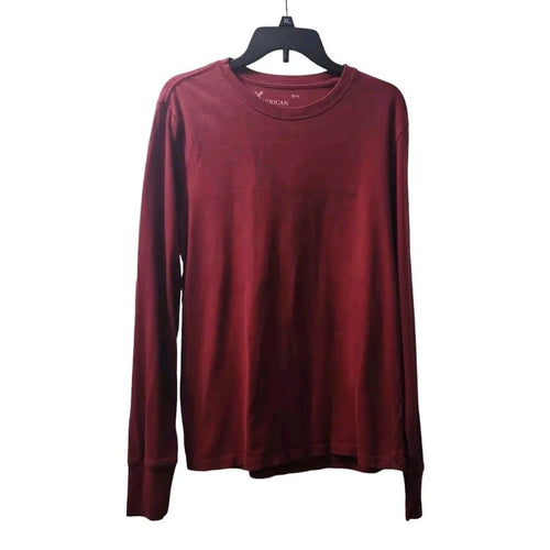 American Eagle Outfitters Long Sleeve Crew Neck Casual Top Burgundy M