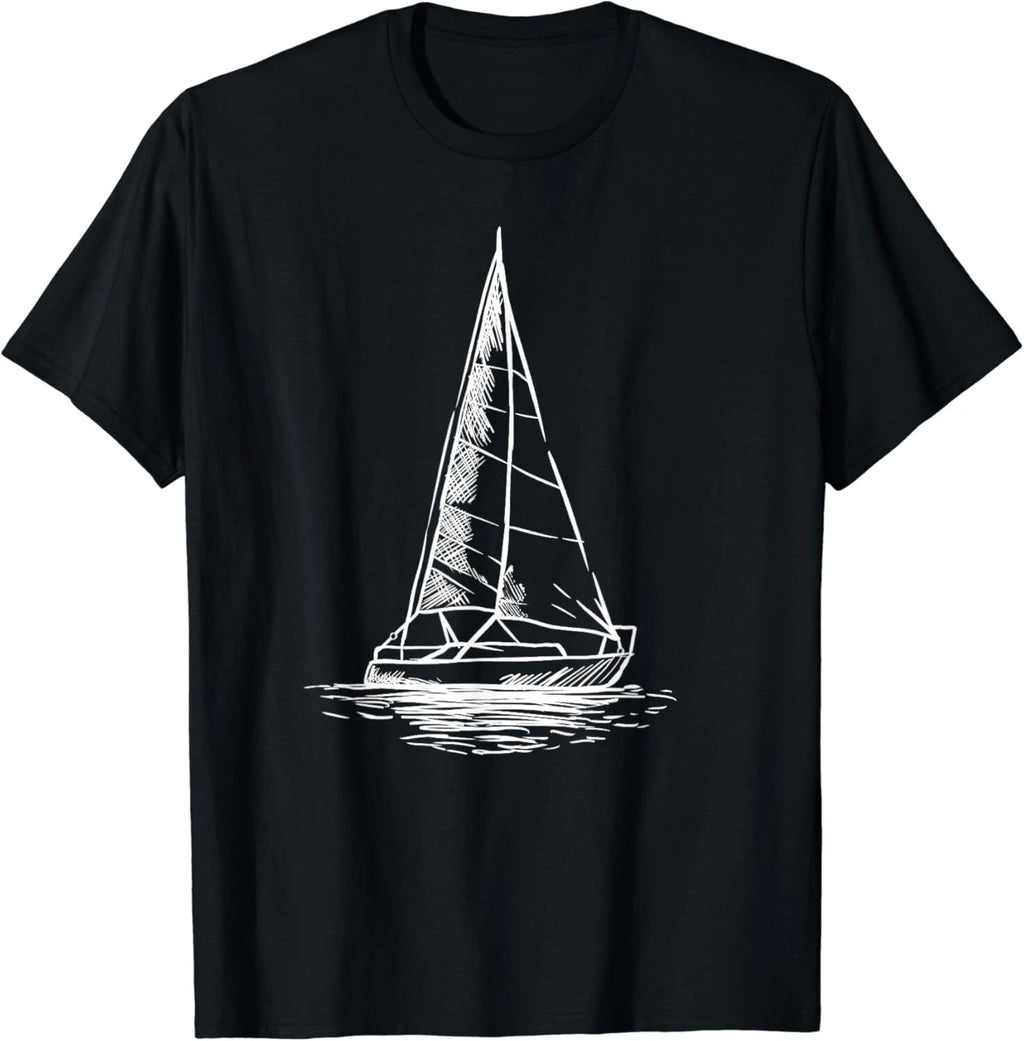 Sailor Boating Anchor - Simple Line Drawing Sailboat Sailing Gift Unisex T-Shirt