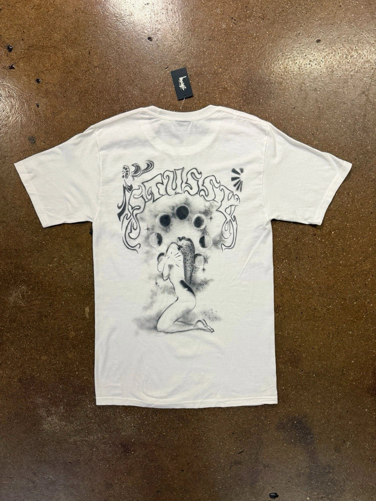 Vintage Stussy T Shirt Mens Small Airbrush Artwork Tee 8 Ball Y2K Double Sided
