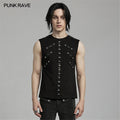 PUNK RAVE Men Black Punk Rock Gothic Steampunk Sleeveless Tops Tank Vest