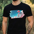 Mens Flamingo Astronaut Print Cotton T-Shirt Size XS to 5XL