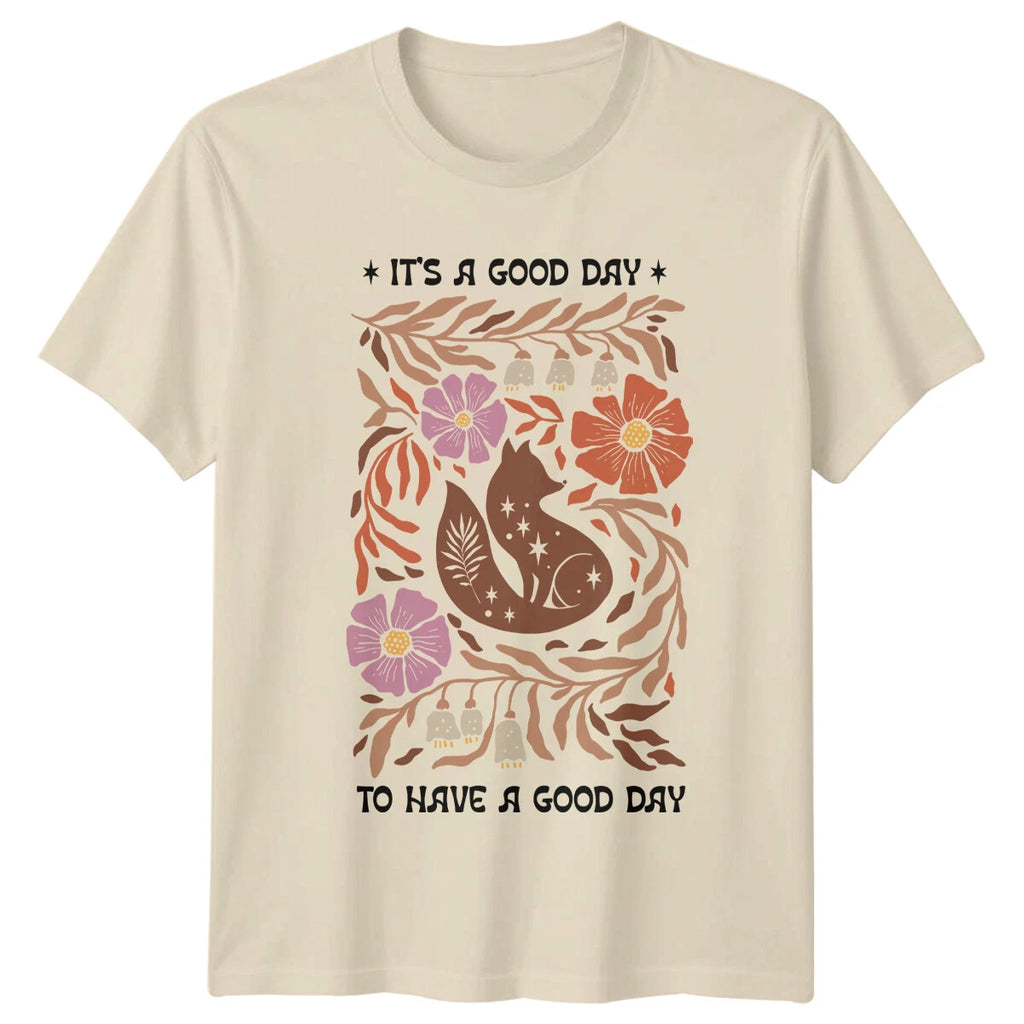 It's A Good Day Fox T-Shirt - Floral Boho Good Day Graphic Tee