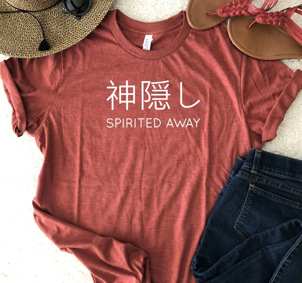 Spirited Away Tshirt - Super Soft Feel Good Tees Japanese Characters Kanji BOHO