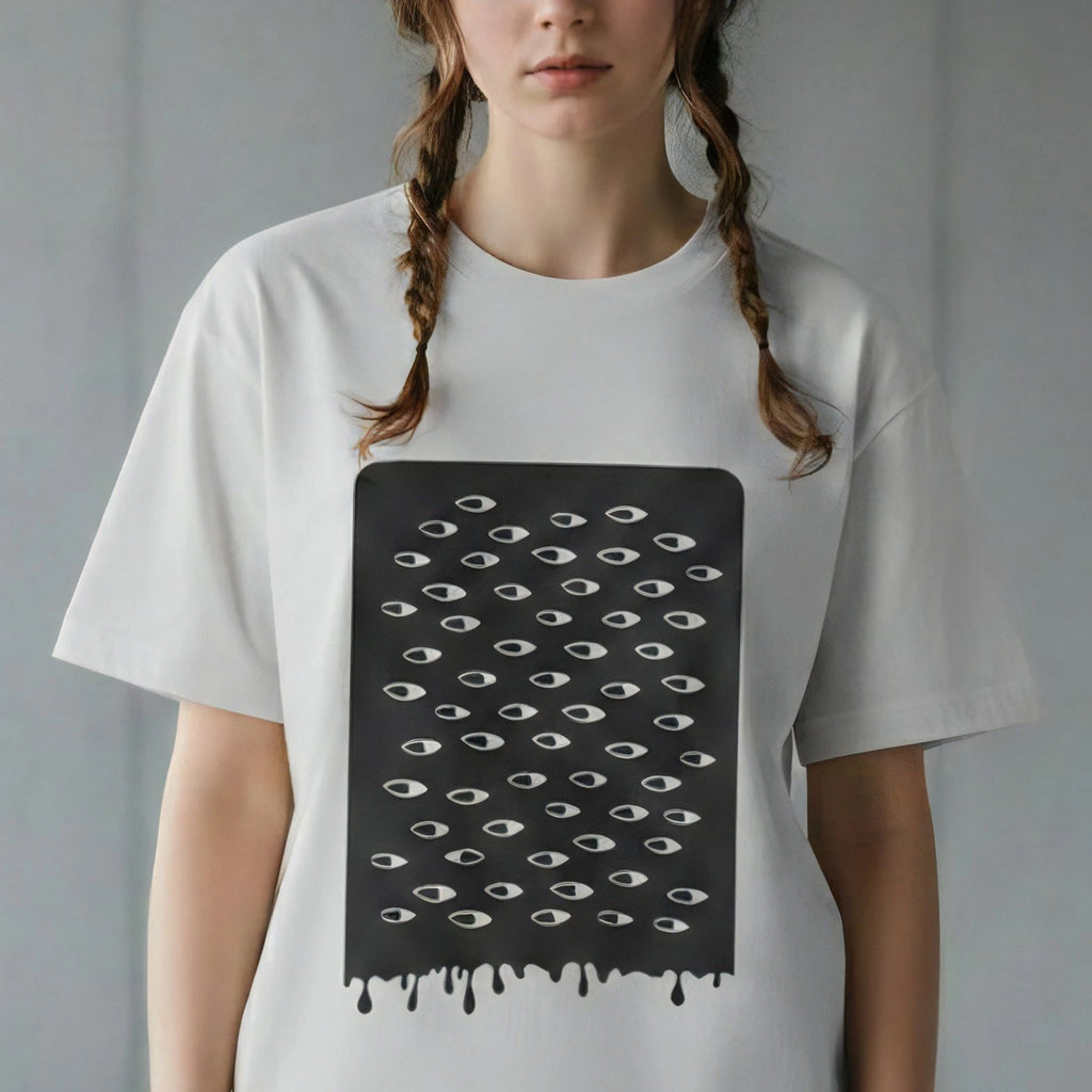 Dripping Eyes Graphic T-Shirt Minimalist Gothic Horror Aesthetic Streetwear
