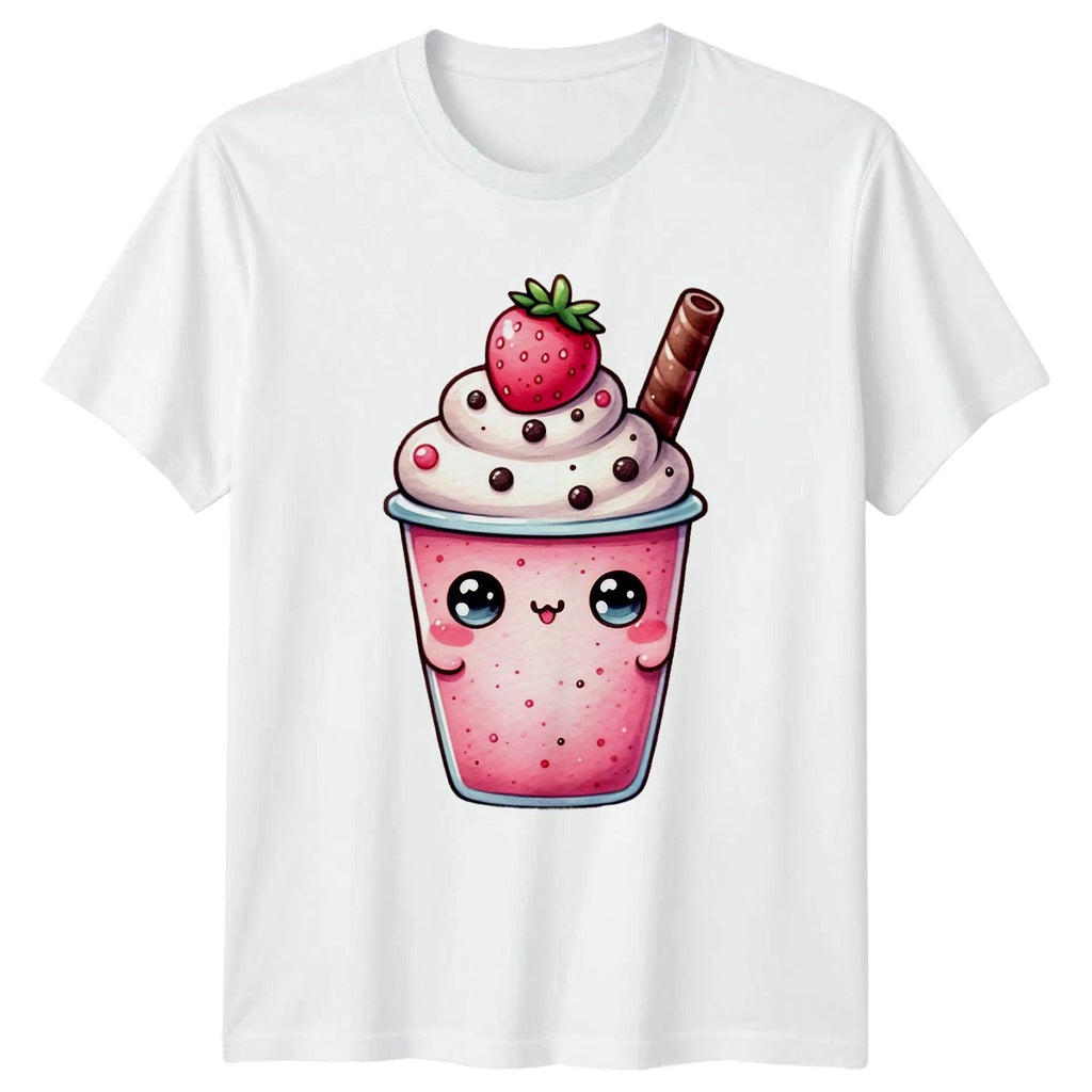 Kawaii Strawberry Milkshake Sweet Drink T-Shirt Cute Dessert Food Gift