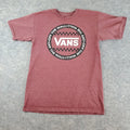 Vans Shirt Mens Small Red Crew Neck Short Sleeve Graphic Stretch Pullover Casual