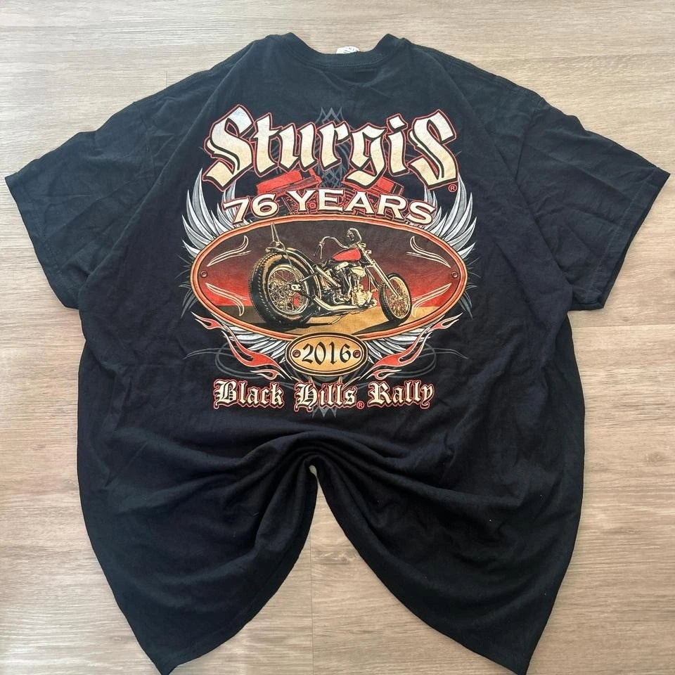 Black Sturgis Biker Graphic Tee Men's XL | Y2K Vintage Skate