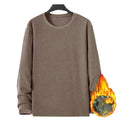 Mens Velvet Round Neck Long Sleeve Loose Top Polyester Material for Comfort