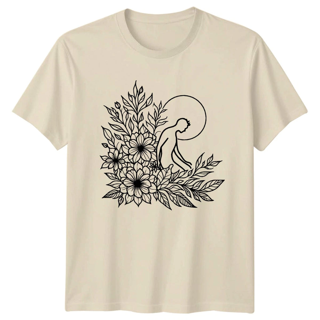 Minimalist Male Botanical Line Art T-Shirt Nature Birthday Gift For Him And Her