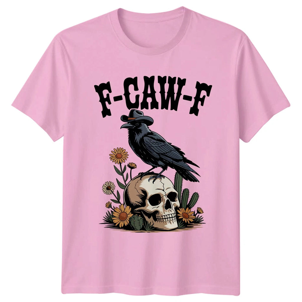 F-Caw-F Raven Skull Western Gothic Mens T-Shirt Womens Graphic Tee