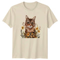 Floral Cat T-Shirt Boho Rustic Animal Gift For Him And Her