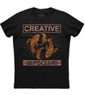 Creative Pisces Zodiac Sign Mens Short Sleeve Cotton Black T-shirt