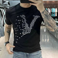 New Men Luxury Diamond Fashion Rhinestones Fashion T-Shirt High Quality 4 Colors
