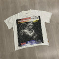 FIRST ROW - American-style street art print with glittering diamonds on T-shirt