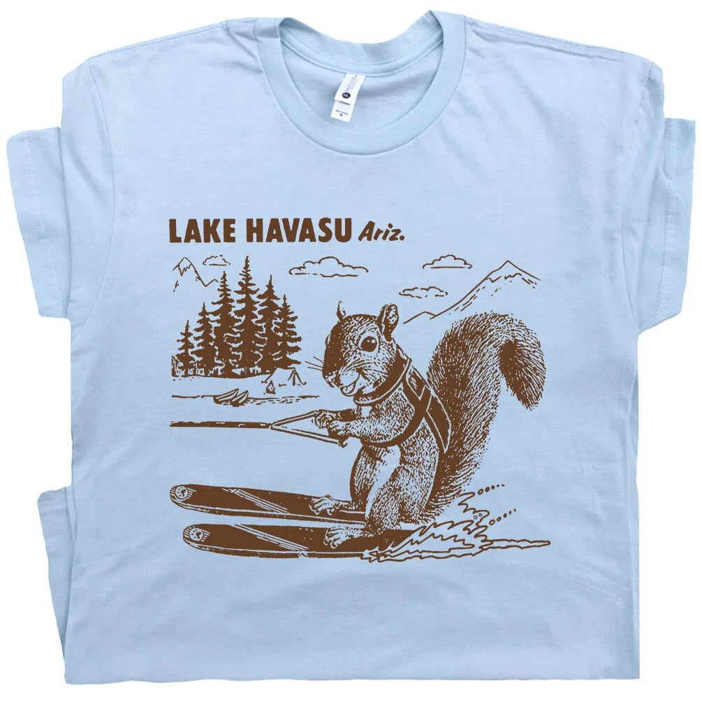 Lake Havasu T Shirt Water Ski Squirrel Shirts Funny Cute Lake Theme Souvenir Tee