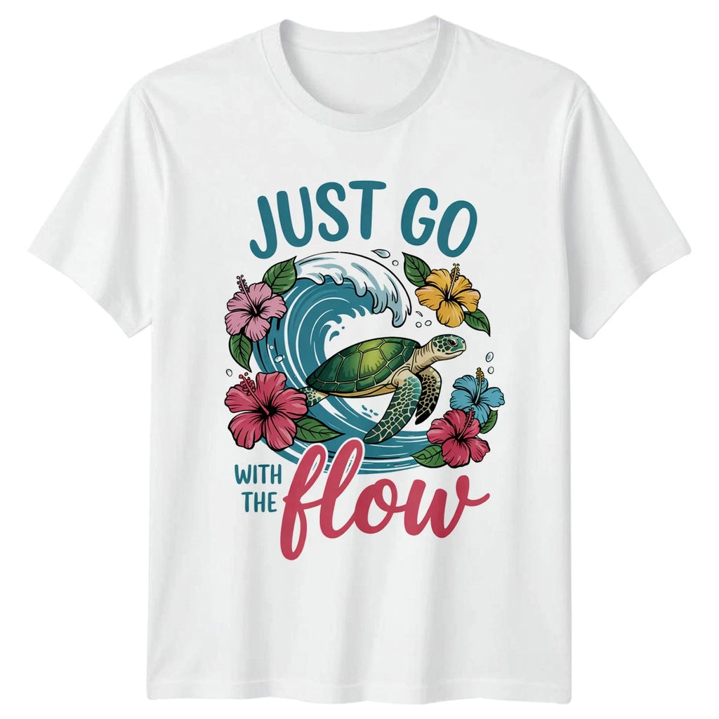 Just Go With The Flow T-Shirt Sea Turtle Ocean Birthday Gift For Him And Her