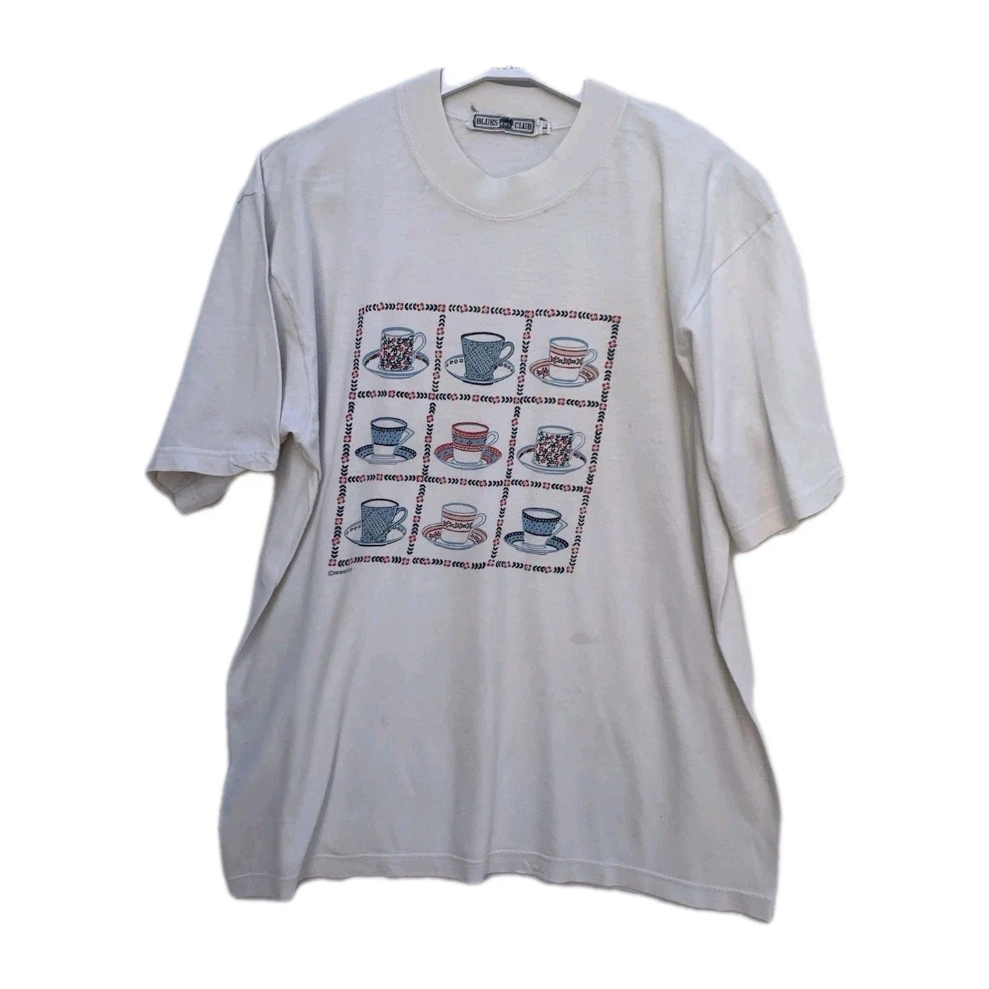 Vintage 1992 Blues Club Teacups Graphic T-Shirt L Japan Aesthetic Rare #Z61