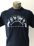 HEP RECORDS NAVY BLUE & WHITE SCREEN PRINTED T SHIRT ROCKABILLY FREEPOST UK