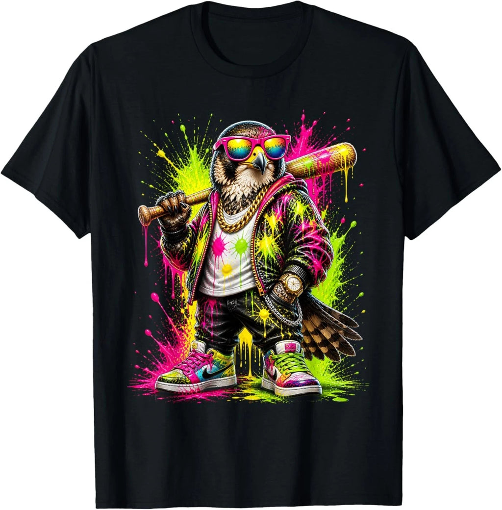 Falcon Baseball Drip Funny Animal Party Sport Cool Graphic T-Shirt