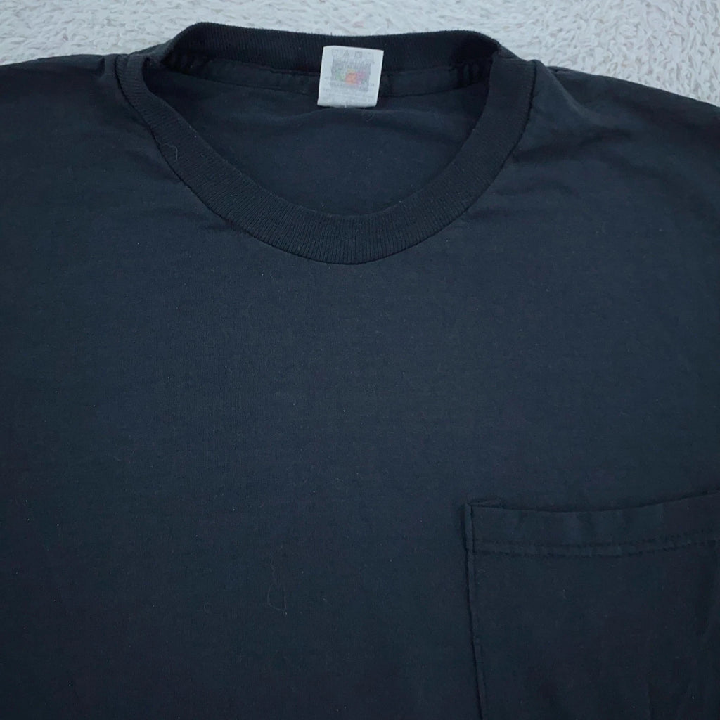 Vintage 90s Blank Black Fruit of the Loom Pocket Shirt Mens Small/Medium Tee